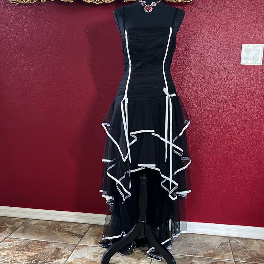 Blondie black high low corset back lace up dress size 5